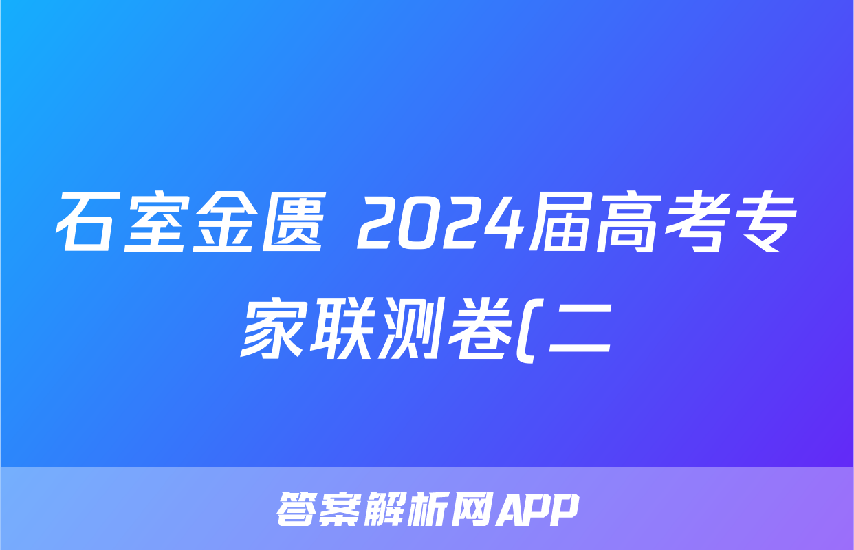 石室金匮 2024届高考专家联测卷(二)(政治)试卷答案